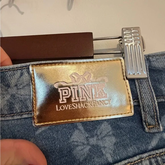*NWT* VS PINK x LoveShackFancy Denim Baggy High Rise Jeans - bow print - Picture 3 of 11